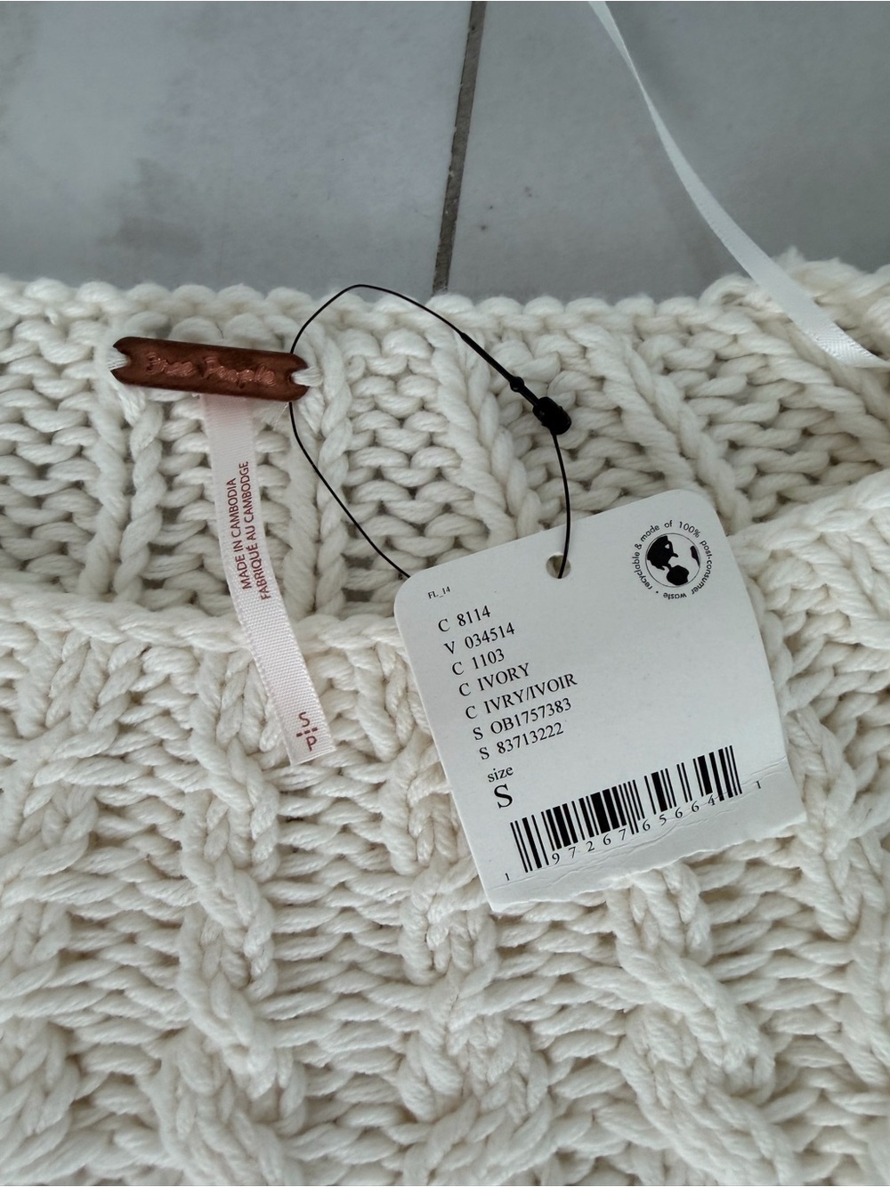 NWT Free People Sandra Cable Stitch Pullover Sweater - Picture 5 of 9